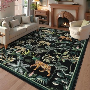 Washable Tiger Area Rugs - Non Slip Low Pile Jungle Animal Carpet Ultra Soft Stain Resistant Throw Mats for Living Room Dining Room Bedroom - 1 of 4