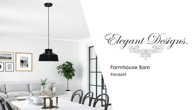Farmhouse Pendant Ceiling Light Black - Elegant Designs, 2 of 10, play video