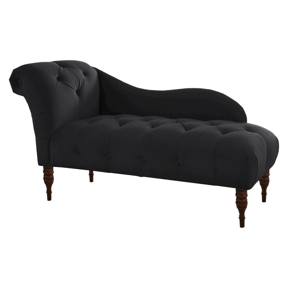 Photos - Chair Skyline Furniture Fabiola Tufted Chaise Velvet Black