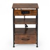 Resenkos Rustic Nightstand Bedside Table with Drawer and Shelves, USB Ports and Outlets, Remote Control, LED Lights for Bedroom Living Room, Brown - 3 of 4
