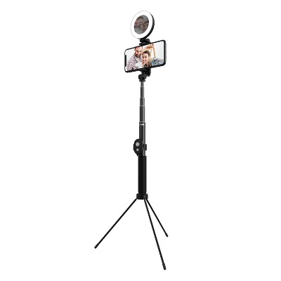 Tzumi ONAIR Halo Selfie Stick 5" Ring Light with Extendable 4' Tripod - Black