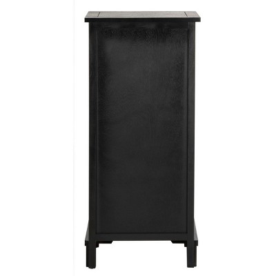 Distressed Black Pine Wood Accent Cabinet with Wicker Baskets