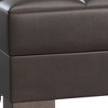 HomeRoots 52" Brown Faux Leather Tufted Storage Ottoman - 4 of 4