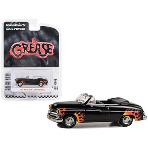 1949 Mercury Convertible Black with Flames "Grease" (1978) Movie "Hollywood Series" Release 1/64 Diecast Model Car by Greenlight - 1 of 3