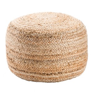 18" Round Jute Knitted Pouf Ottoman Taupe/Tan - Jaipur Living: Handcrafted, Unupholstered, Spot Clean, No Assembly Required - 1 of 4