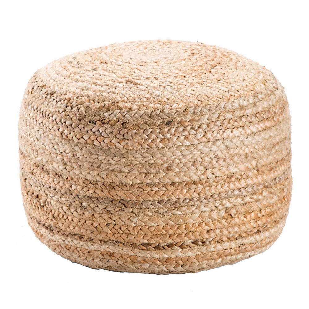 Photos - Pouffe / Bench 18" Round Jute Knitted Pouf Ottoman Taupe/Tan - Jaipur Living
