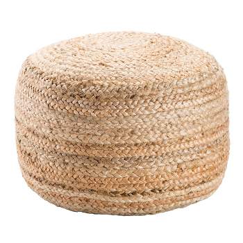 18" Round Jute Knitted Pouf Ottoman Taupe/Tan - Jaipur Living