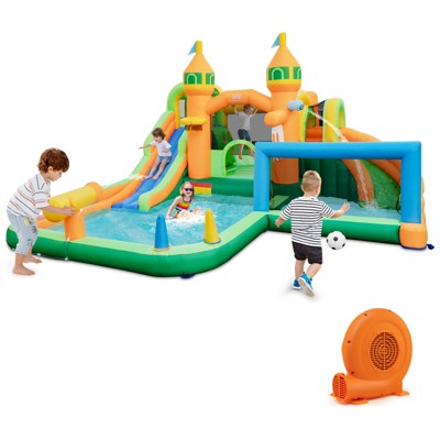 Infans Inflatable Water Slide w/750W Blower Long Slides Splash Pools Climbing Wall