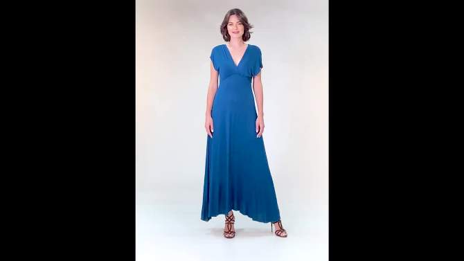 24seven Comfort Apparel Womens Cap Sleeve V Neck Maxi Dress, 2 of 6, play video