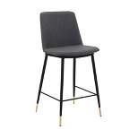 26" Messina Counter Stool with Faux Leather and Metal Finish - Armen Living
