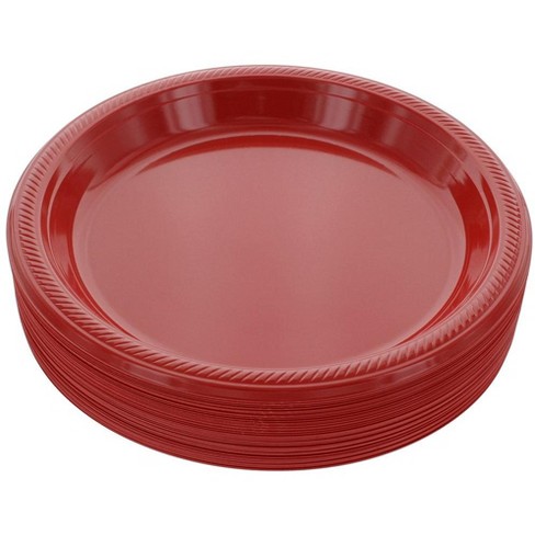 Amcrate Red Disposable Plastic Party Plates