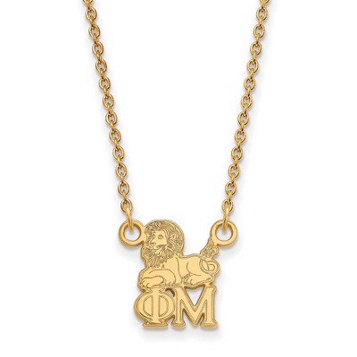 Black Bow Jewelry 14k Yellow Gold Plated Sterling Silver Phi Mu Greek Life Necklace 18 Inch