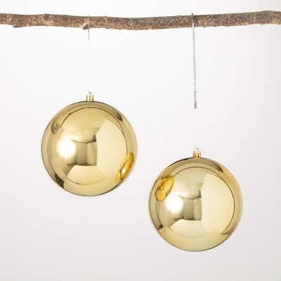 6"H Sullivans Shatterproof Ball Ornaments - Set of 2  Gold Christmas Ornaments