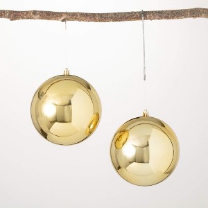 6"H Sullivans Shatterproof Ball Ornaments - Set of 2  Gold Christmas Ornaments - 1 of 2