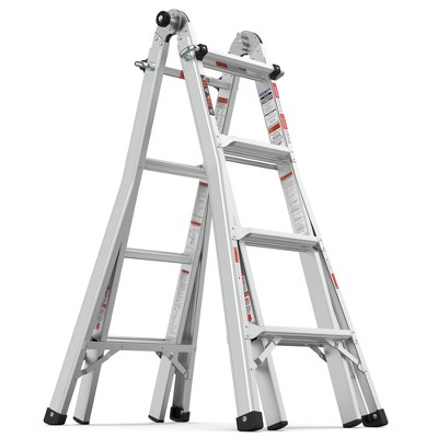 ALEXOUN 17 Ft Aluminum Step A-Frame 4 Step Ladder Telescoping Ladders,250lbs Capacity Extension Folding Ladder,for Household Outdoor Work