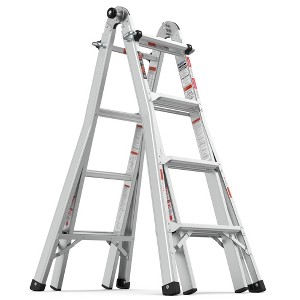 ALEXOUN 17 Ft Aluminum Step A-Frame 4 Step Ladder Telescoping Ladders,250lbs Capacity Extension Folding Ladder,for Household Outdoor Work - 1 of 4