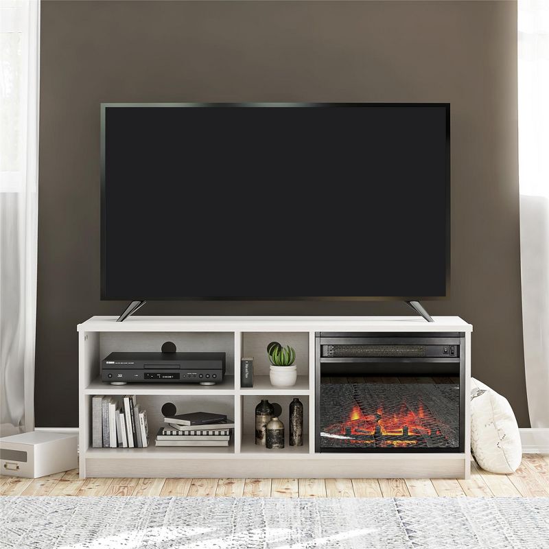Ameriwood Home Noble Asymmetrical 55" TV Stand with Electric Fireplace Insert, 2 of 5