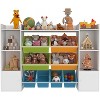 55" Kids Toy Storage Organizer w/8 Removable Bins & Anti-Tip - 2 Cubbies, Floor Cabinet | White/Color Trim/Wood for Playroom, Classroom - 2 of 4
