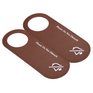 Unique Bargains PU Leather Waterproof Double-Side Office Home Meeting Door Hanger Sign 2 Pcs - 1 of 4