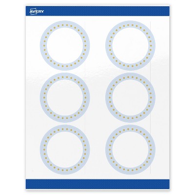 Avery 3" Diameter Labels, Gold Dots with Blue Border, 60 ct