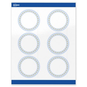 Avery 3" Diameter Labels, Gold Dots with Blue Border, 60 ct - 1 of 4