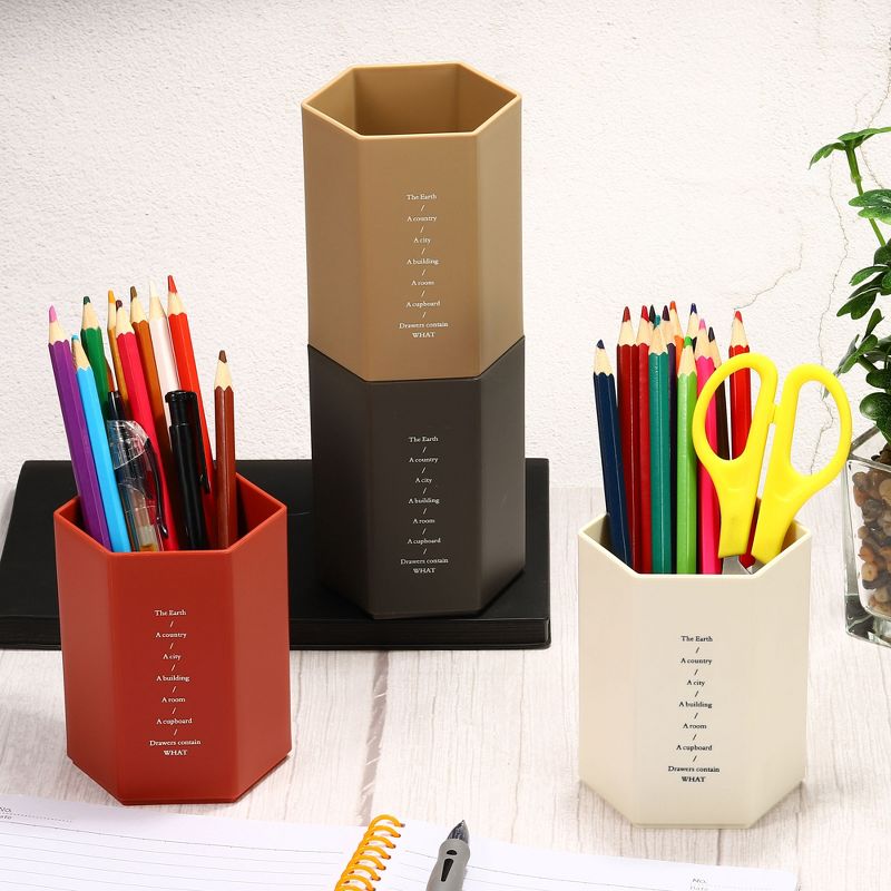Unique Bargains Pencil Holder Plastic Hexagon Pen Cup Stationery Organizer for Office Desktop, 5 of 6