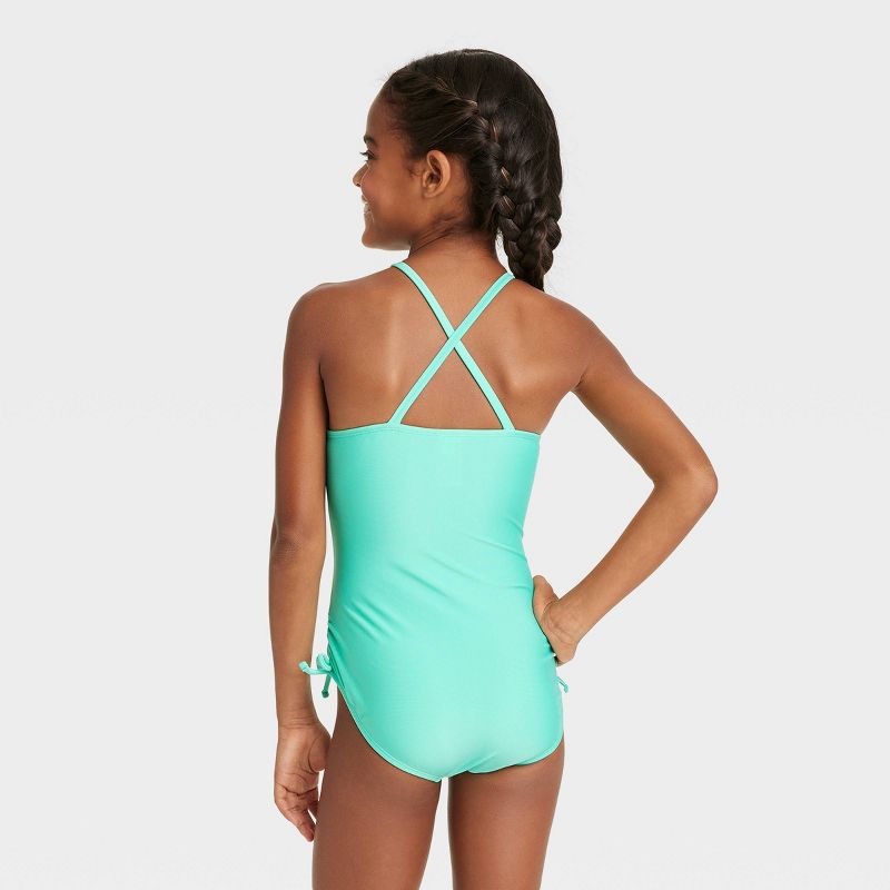 Girls' Fancy Scales One Piece Swimsuit - Cat & Jack™️ Light Teal Green, 3 of 4