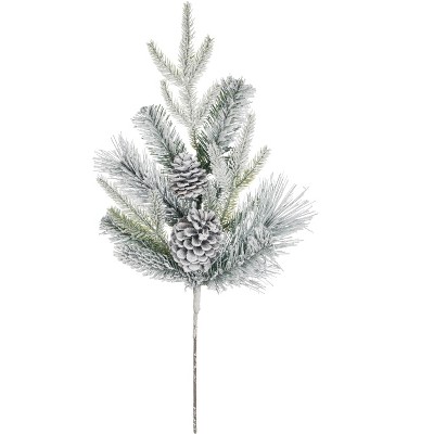 Sullivans Artificial Flocked Pine with Cones Spray 24"H White