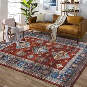Large Machine Washable Rug with Non-Slip Backing Stain-Resistant Oriental Medallion Accent Rugs for Living Room Dining Room Bedroom Office Playroom - 1 of 4
