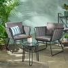 GDFStudio San Marco Outdoor Rope Weave and Iron 3 Piece Chat Set with Cushion, Dark Gray/Black - 2 of 4