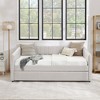Lycvki Full Size Daybed with Trundle Upholstered Sofa Bed, with Vertical Stripes, Linen Fabric, Beige - 4 of 4