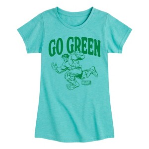 Girls' - Marvel - Hulk Go Green Fitted Short Sleeve Graphic T-Shirt - 1 of 4
