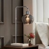 Pacific Coast Lighting 24" High Downbridge Small Mid Century Modern Table Lamp Offset Arm Silver Chrome Finish Metal Smoke Glass Shade Living Room - 2 of 4