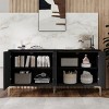 VYNXARIA 60"Sideboard Buffet Cabinet Handleless Press-to-Open Design,Carved Credenza Storage Cabinet with 4 Doors,Black - 3 of 4