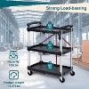 Collapsible Service Cart 3 Tier Folding Rolling Utility Cart with Lockable Wheels, Heavy Duty & Portable for Garage Warehouse Office - 3 of 4