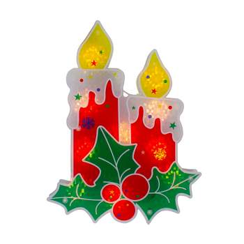 Northlight 12" Red Lighted Berry Candle Christmas Window Silhouette Decoration
