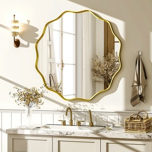 BEAUTYPEAK Wavy Round Aluminum Framed Bathroom Vanity Mirrors - 1 of 4