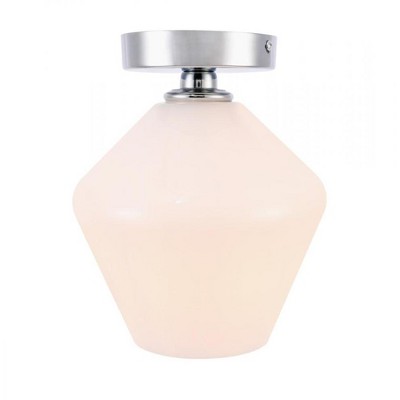 Elegant Lighting Gene 1 light Chrome and Frosted white glass Flush mount