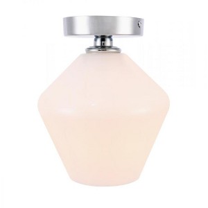 Elegant Lighting Gene 1 light Chrome and Frosted white glass Flush mount - 1 of 4