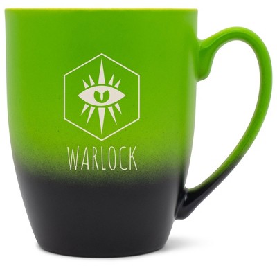 Elanze Designs Warlock Seeing Eye 12 Ounce Ceramic Laser-Etched Engraved Drinkware Mug, Green and Black Ombre