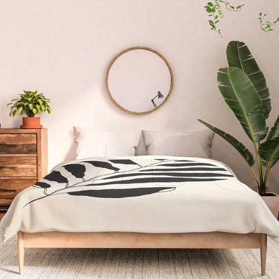 Breezy Palm Polyester Comforter & Sham Set Beige/Black - Deny Designs