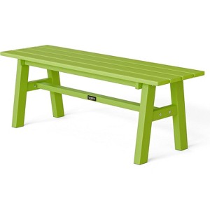 VINGLI 47” Outdoor HDPE Bench, Weatherproof Poly Lumber Patio Bench w/Metal Legs, Backless Porch Bench 660 LBS Capacity-Green - 1 of 4