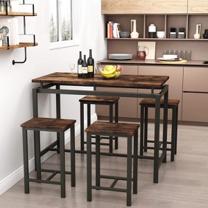 Hooseng 4-Person Small Space Family 5pcss Dinig Table Set, Kitchen Pub Table Set, Farmhouse Style 5pcs Dining Room Table Set - 1 of 4