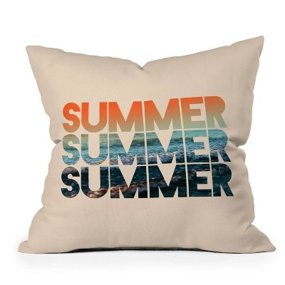 16"x16" Leah Flores 'Summer Summer Summer' Square Throw Pillow - Deny Designs