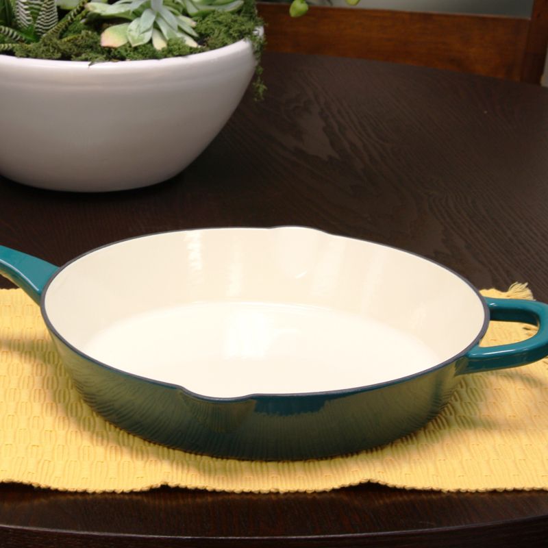 Crock Pot Artisan Enameled 12in Round Cast Iron Skillet in Teal Ombre, 3 of 5