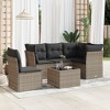 vidaXL 6 Piece Patio Sofa Set with Cushions Gray Poly Rattan - With Table - 2 of 4