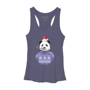 Women's Design By Humans Christmas panda By NikKor Racerback Tank Top - 1 of 3