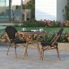 Emma & Oliver Massalia Indoor/Outdoor Bistro Style 31.5 in. Table with Textilene, Glass Top, and Bamboo Finished Metal Frame - 3 of 4