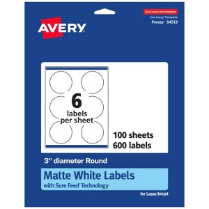 Avery Matte White Round Labels, 3" diameter - 1 of 4