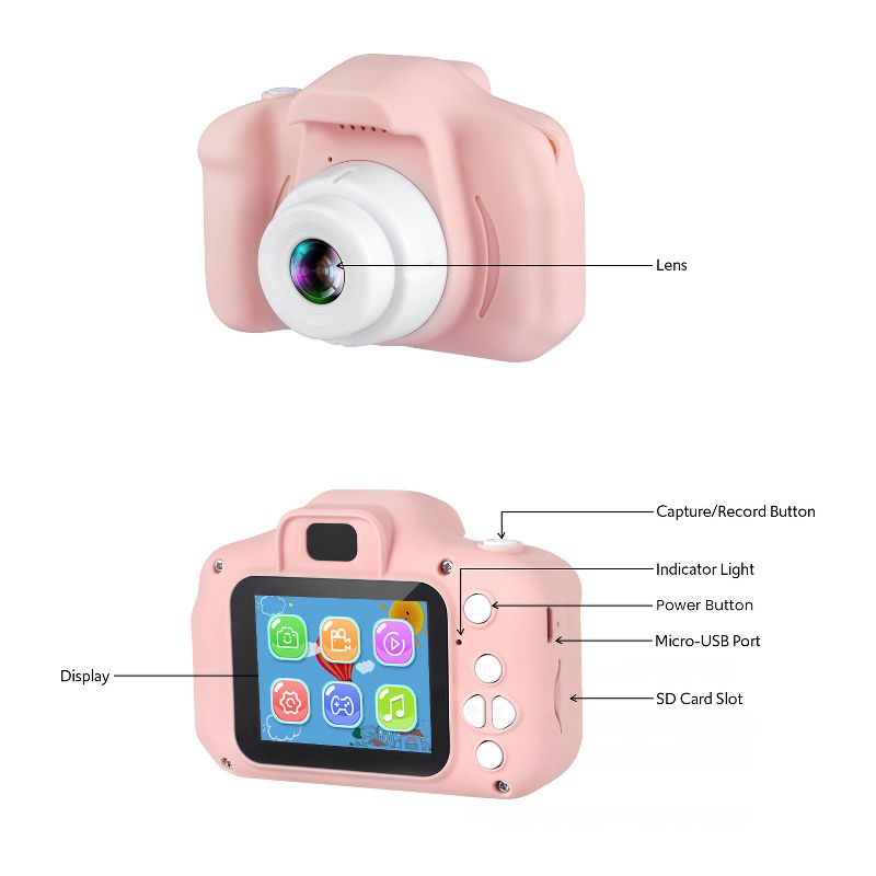 HOM Kids Camera - 1080p Digital Camera for Kids with Soft Silicone Body and Hand Strap - 32GB SD Card Included, 3 of 8